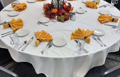 Catering table set for dinner